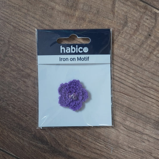 Iron on Patch Purple Crochet Flower