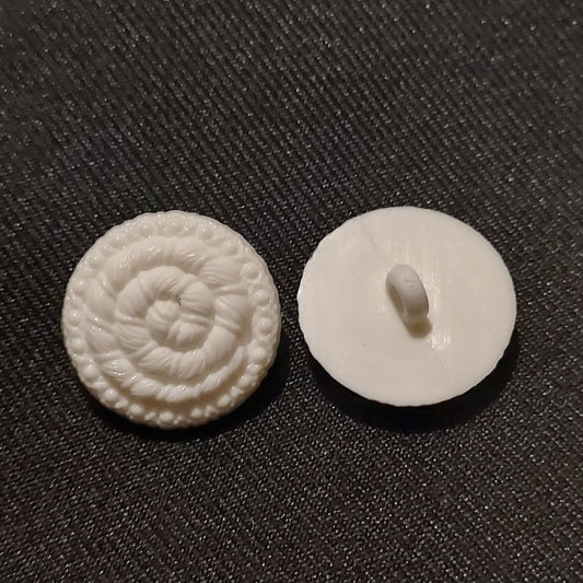White Rope Effect Shank Button - 18mm