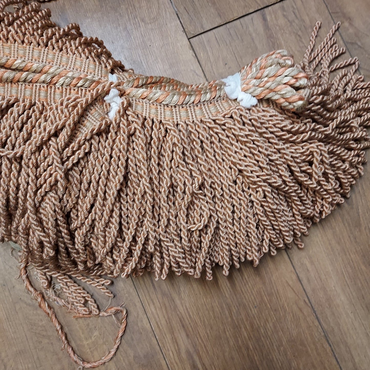 Beige and Orange Upholstery Twist Bullion Fringe Trim