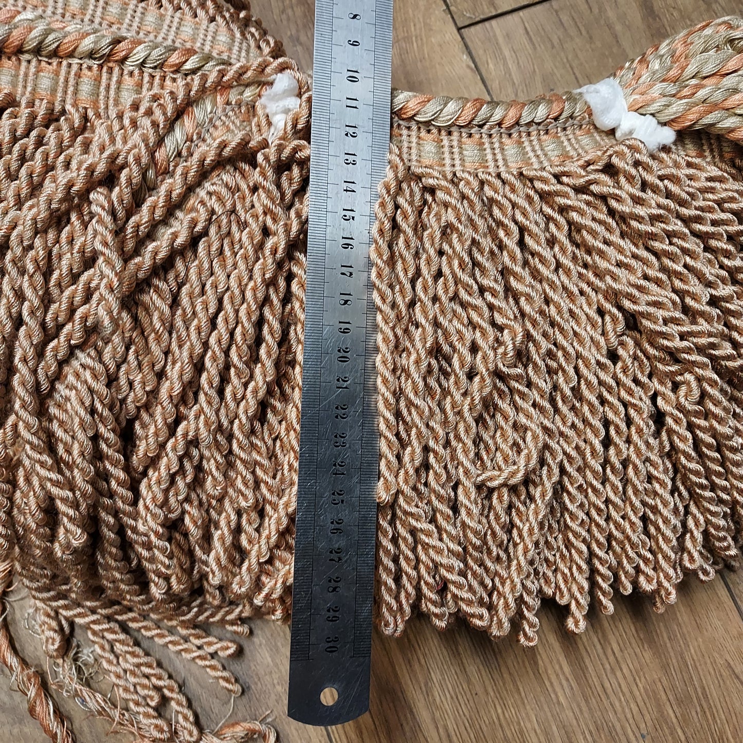 Beige and Orange Upholstery Twist Bullion Fringe Trim