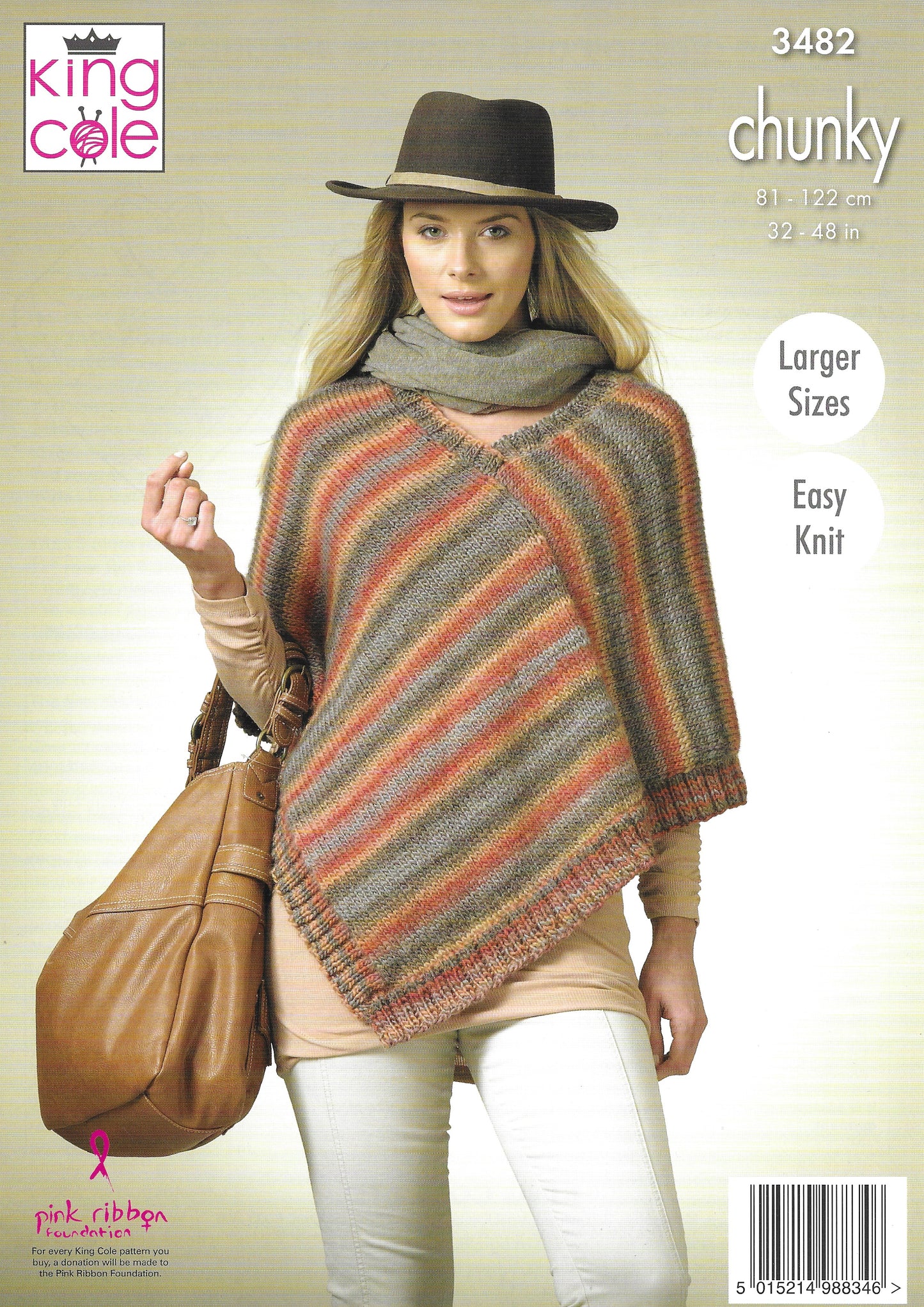 King Cole 3482 Women's Square Poncho and Pointed Poncho, Easy Knit, Larger Sizes, Chunky Knitting Pattern