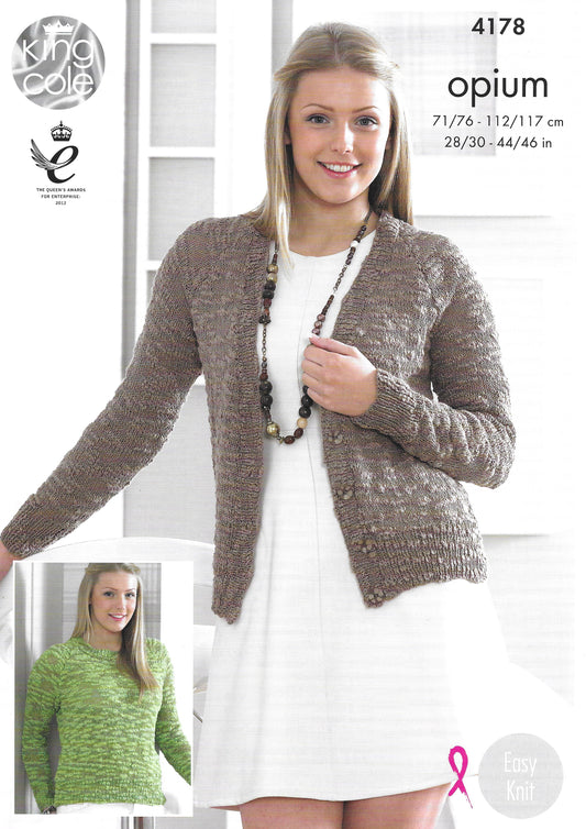 King Cole 4178 Cardigans and Sweaters, Opium Knitting Pattern