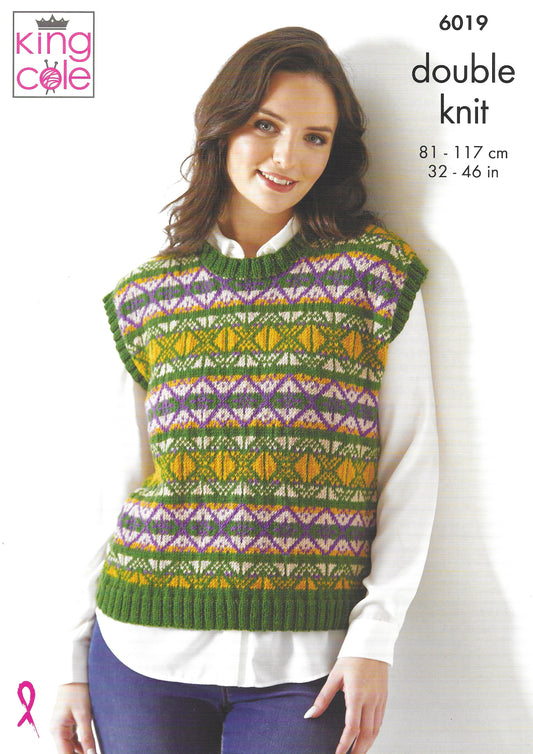King Cole 6019 Sleeveless Tops, DK Knitting Pattern