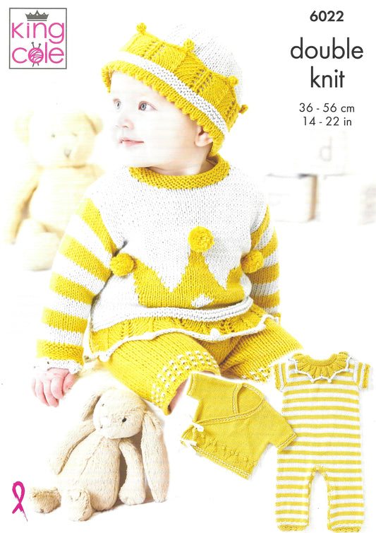 King Cole 6022 Baby Set, DK Knitting Pattern