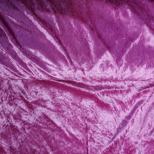Crushed Velour Polyester Fabric - Cerise