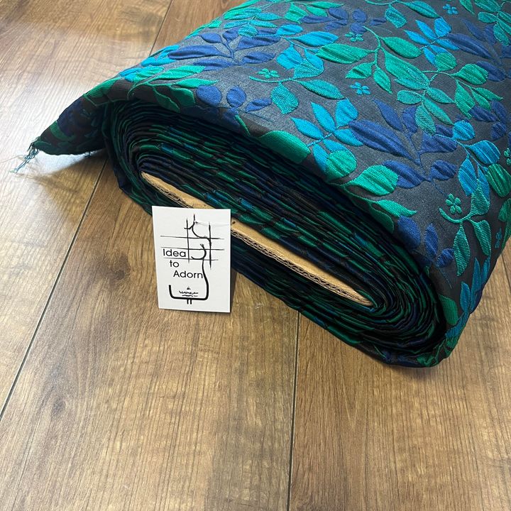 Muted Leaf Polycotton Lurex Brocade Fabric - Various Colours