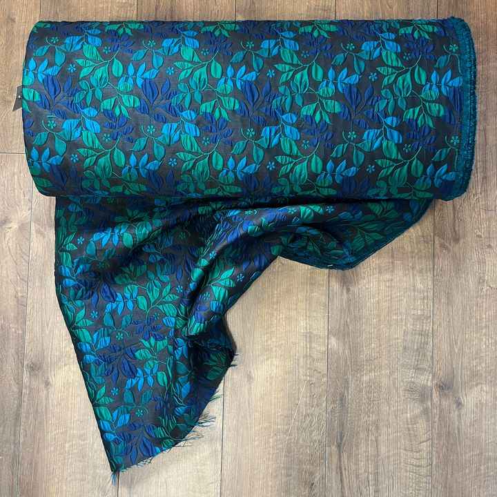 Muted Leaf Polycotton Lurex Brocade Fabric - Various Colours