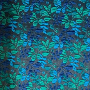 Muted Leaf Polycotton Lurex Brocade Fabric - Various Colours