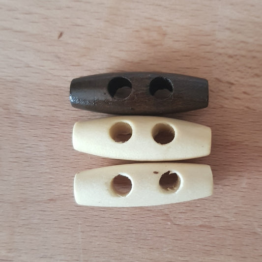 Wooden Button Toggles - 30mm Long