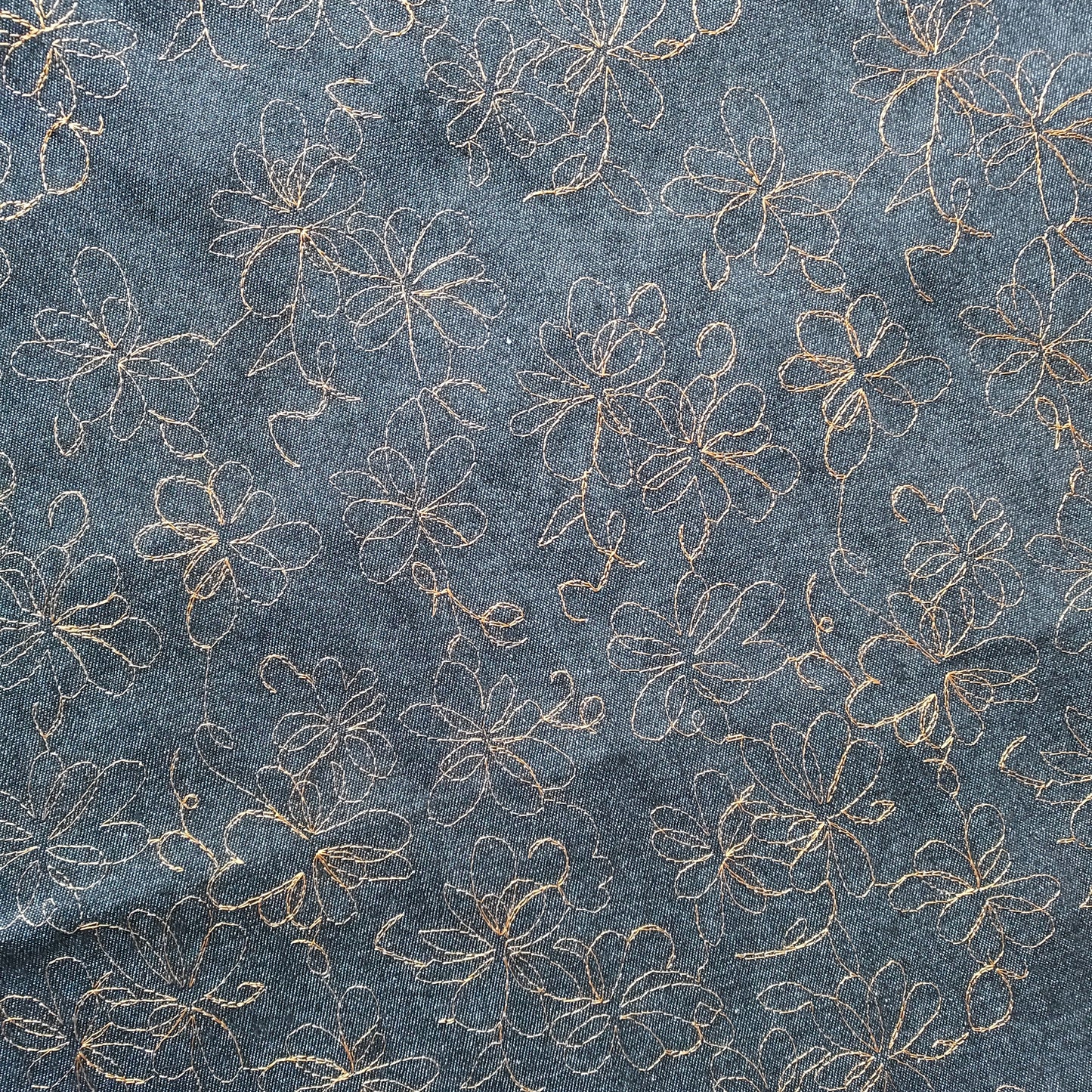 Embroidered Floral Denim 7.5oz Fabric