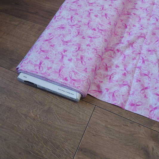 Timeless Treasures 'Think Pink' Pink Ribbons Cotton Fabric.