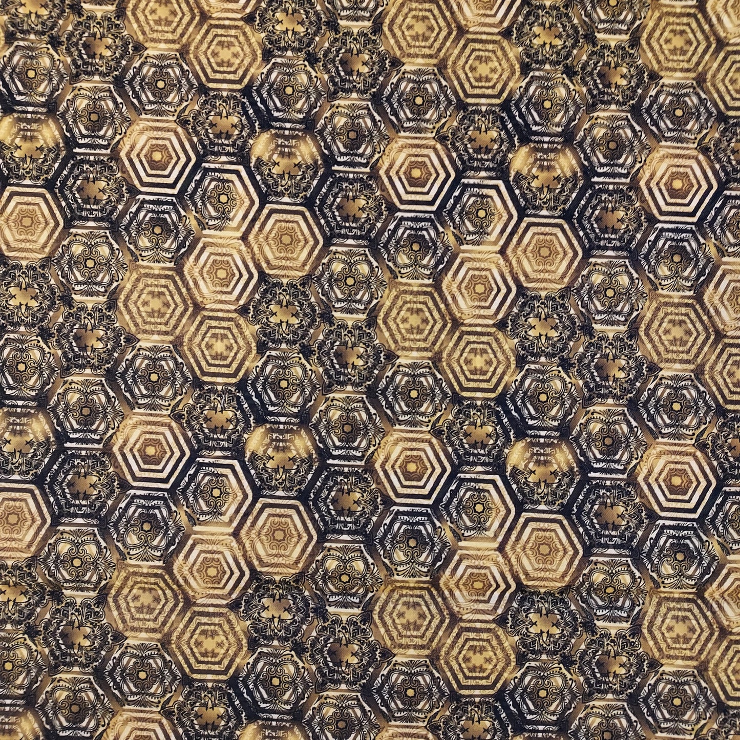Timeless Treasures Honeycomb Bee Black and Gold Cotton Fabric