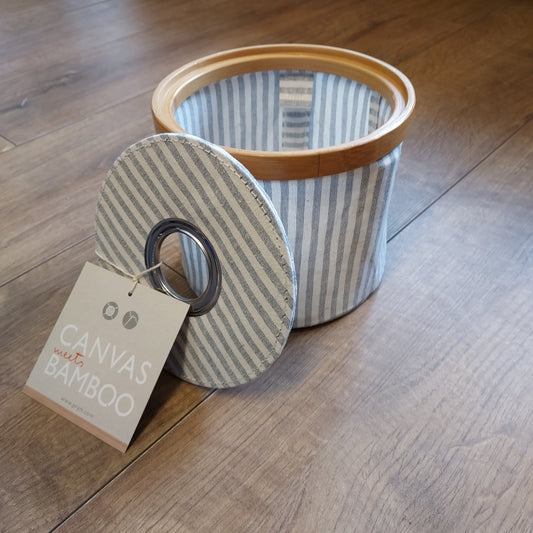 Prym Box Canvas & Bamboo Range - Foldable Grey Wool Dispenser