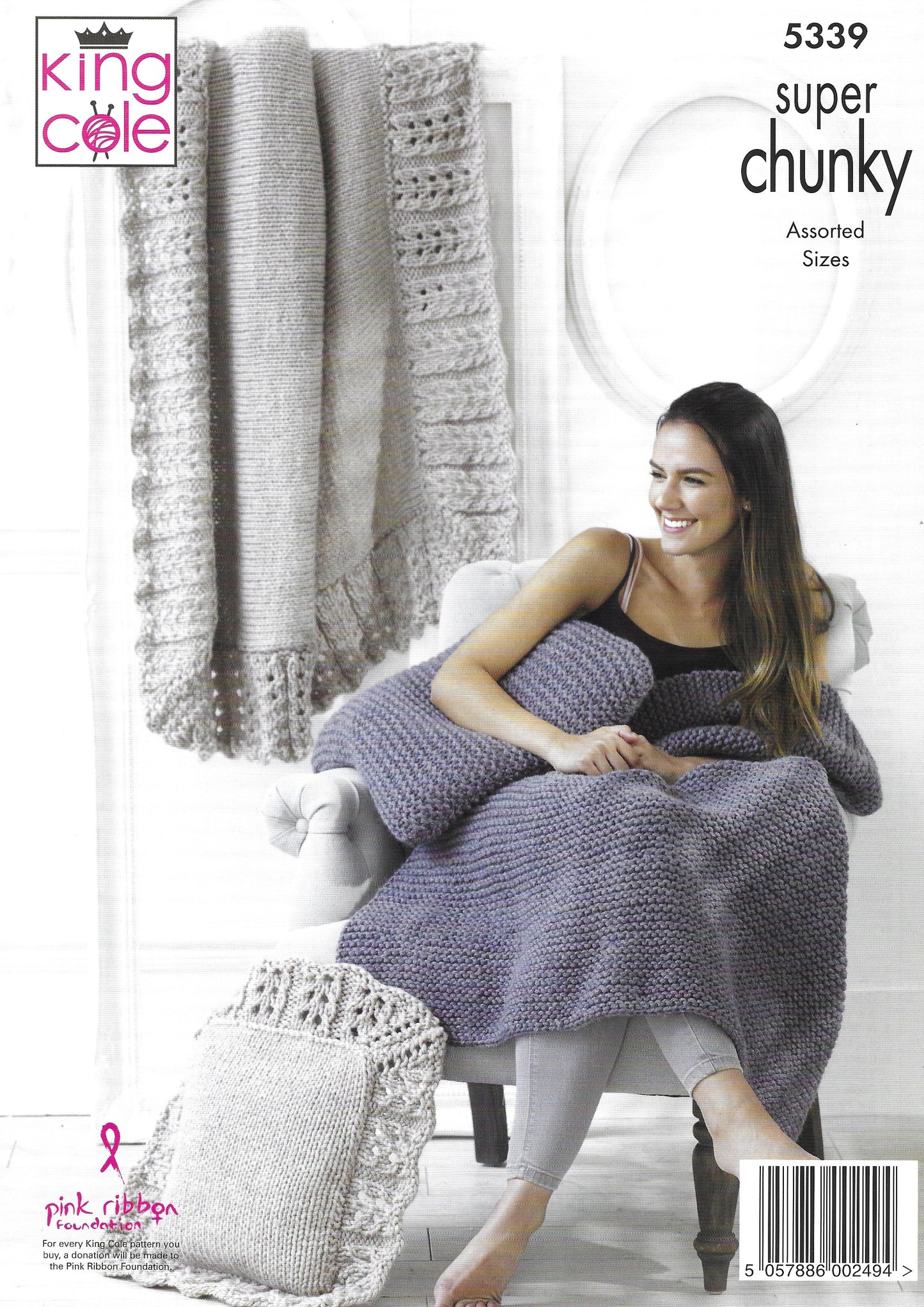 King Cole 5339 Blanket And Cushions Soft Furnishings Super Chunky Knitting Pattern