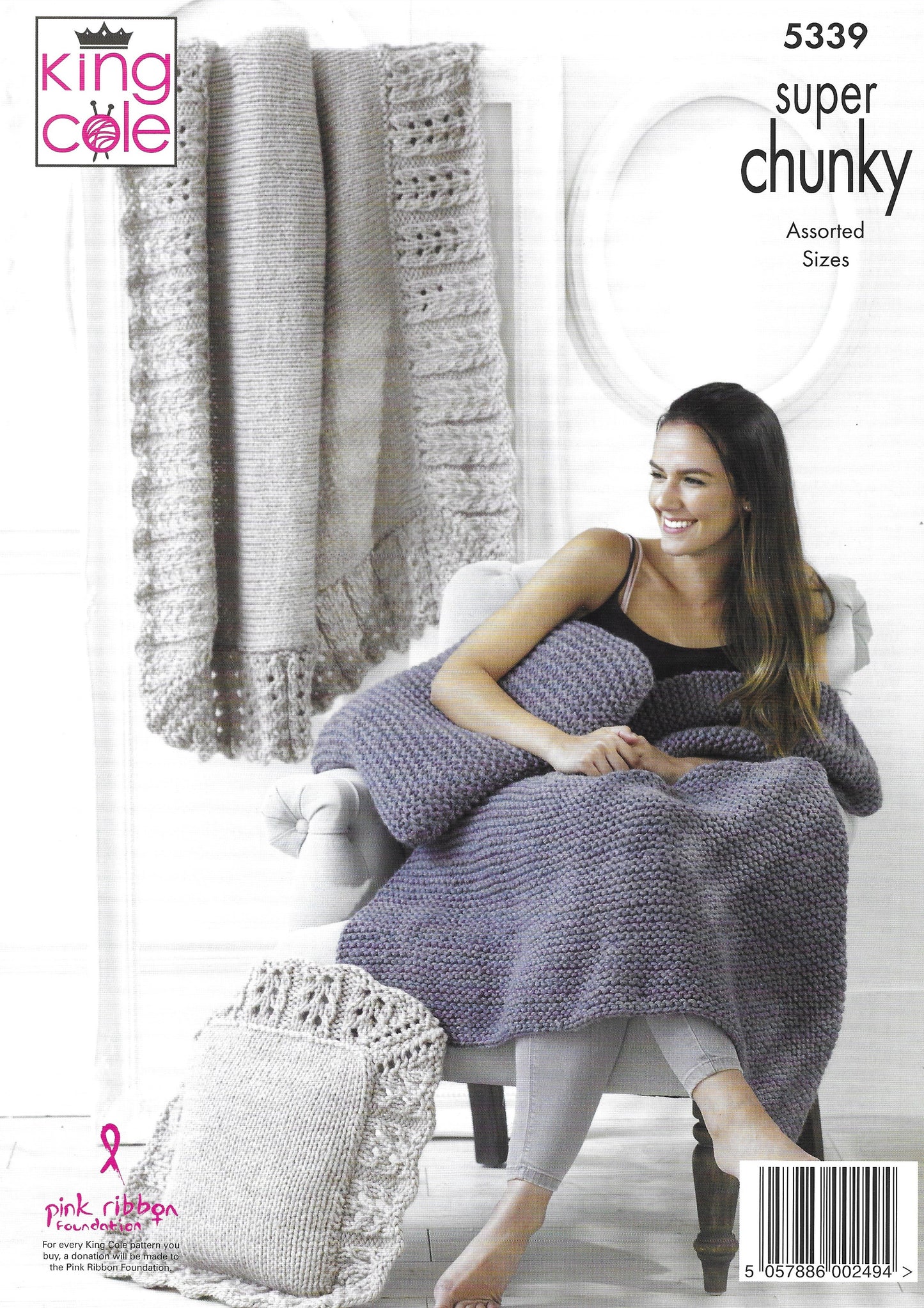 King Cole 5339 Blanket And Cushions Super Chunky Knitting Pattern
