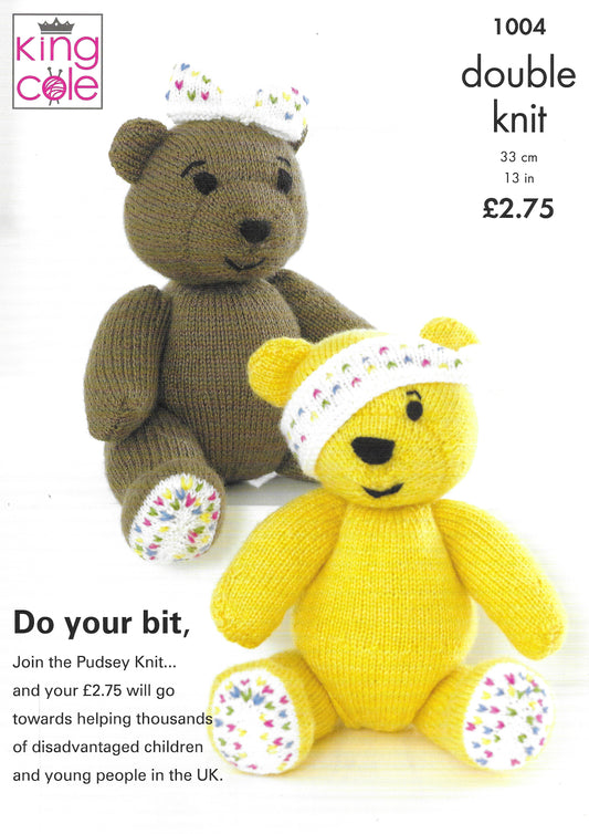 King Cole 1004 Children in Need Pudsey & Blush DK Knitting Pattern