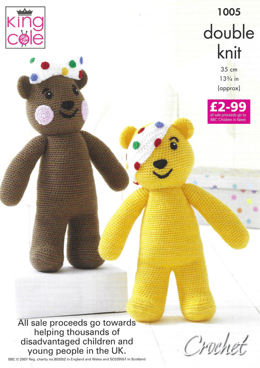 King Cole 1005 Pudsey and Blush Bear DK Crochet Pattern