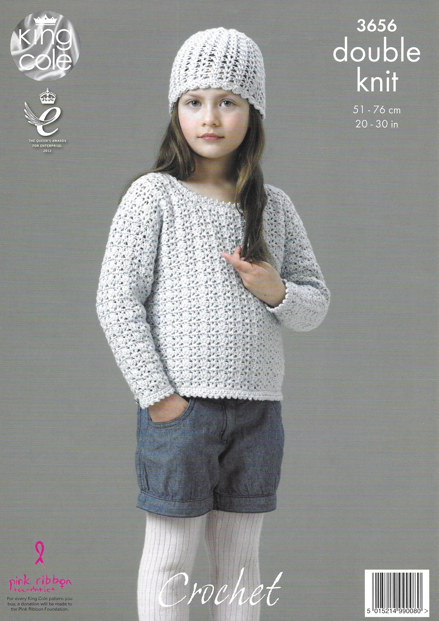 King Cole 3656 Cardigan Sweater and Hat DK Crochet Pattern