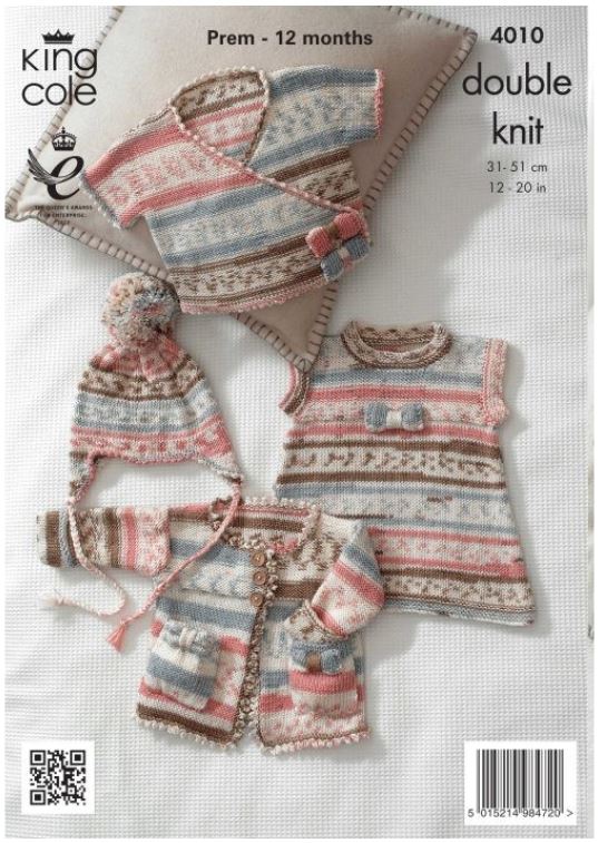 King Cole 4010 Tunic, Cardigan and Hat Set DK Knitting Pattern
