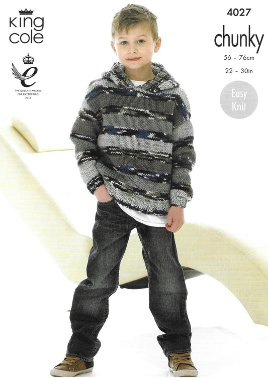 King Cole 4027 Childs Sweater Chunky Knitting Pattern