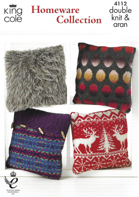 King Cole 4112 Winter Cushions Aran & Double Knit Knitting Pattern