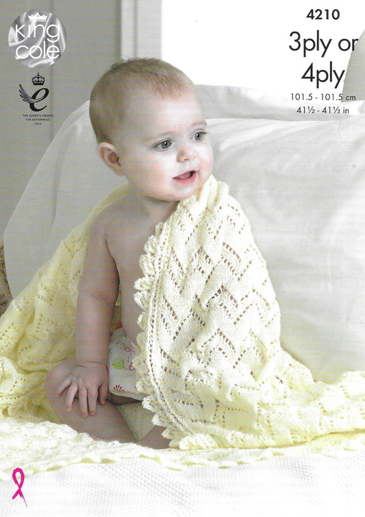 King Cole 4210 Shawls 3ply & 4ply Knitting Pattern