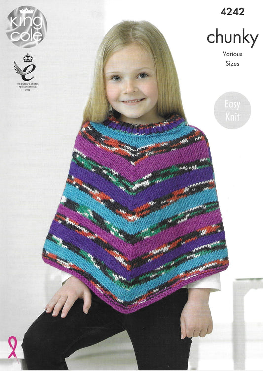 King Cole 4242 Poncho, Snood, Scarf & Hat Chunky Knitting Pattern