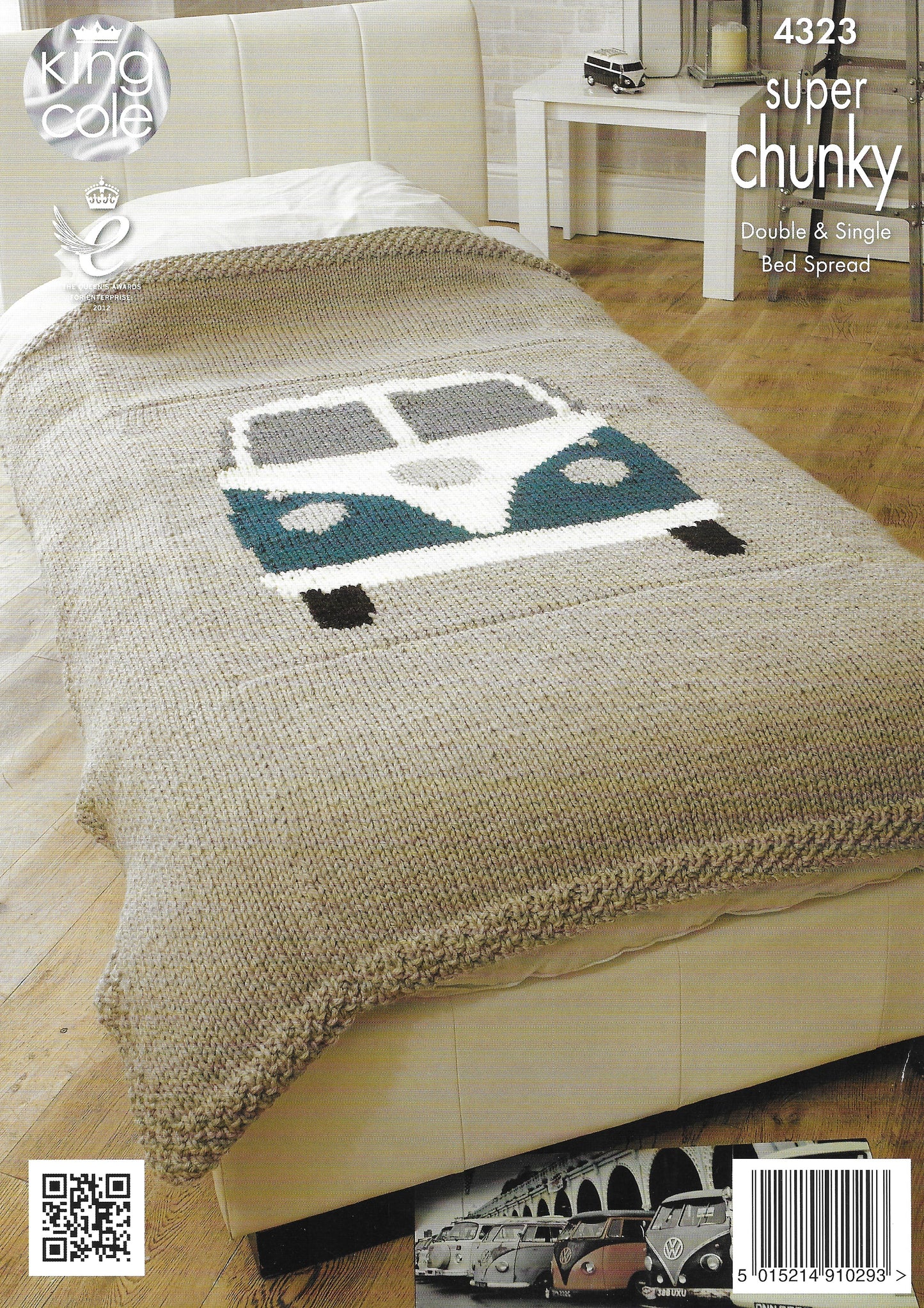 King Cole 4323 Soft Furnishings Camper Van Bed Throws Double and Single Super Chunky Knitting Pattern