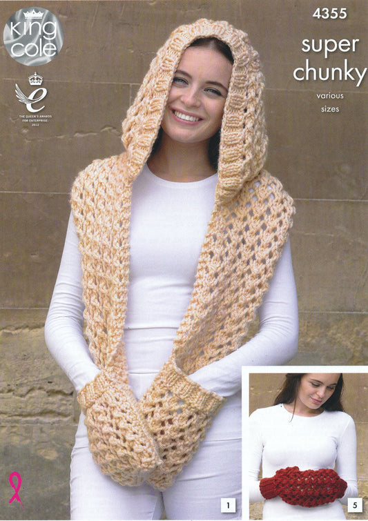 King Cole 4355 Winter Essentials Super Chunky Knitting Pattern