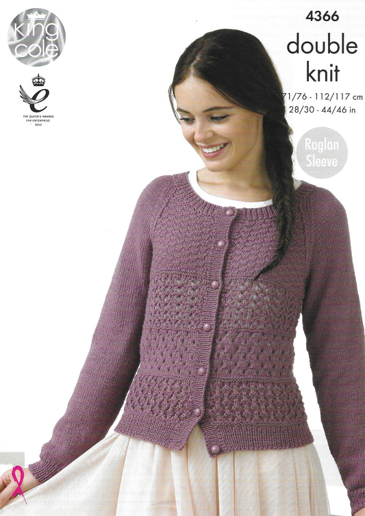 King Cole 4366 Sweater and Cardigan DK Knitting Pattern