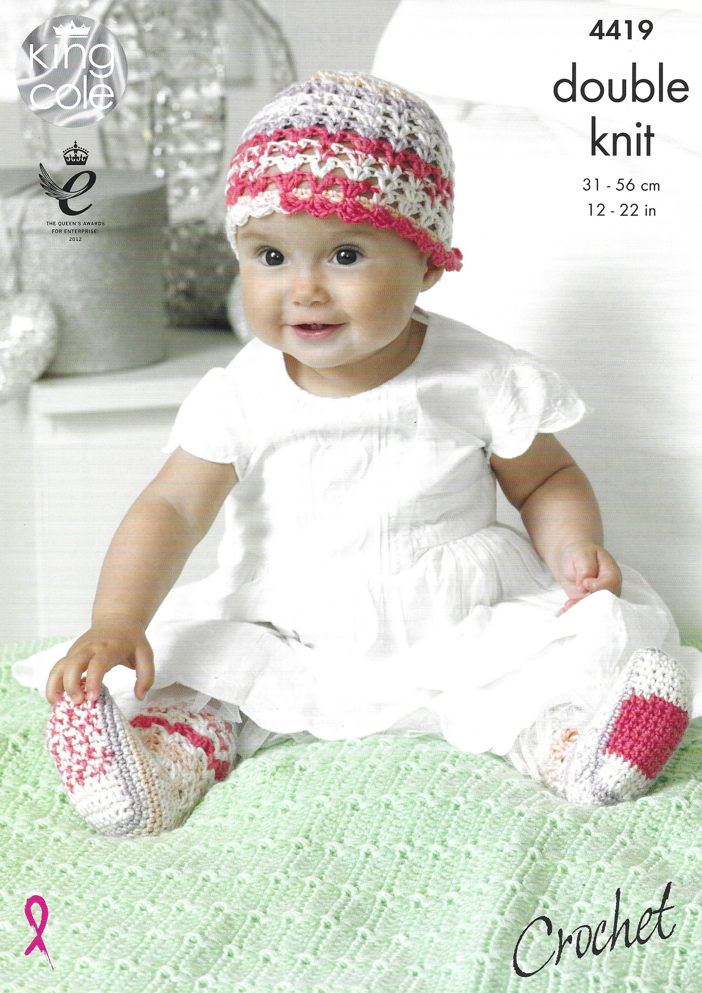 King Cole 4419 Baby Hat Scarf Shoes Socks and Blanket DK Crochet Pattern