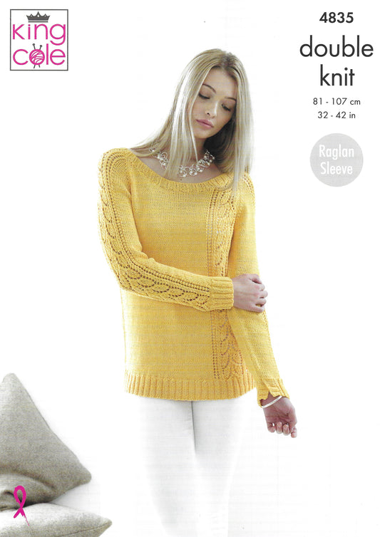 King Cole 4835 Ladies Sweater and Cardigan DK Knitting Pattern
