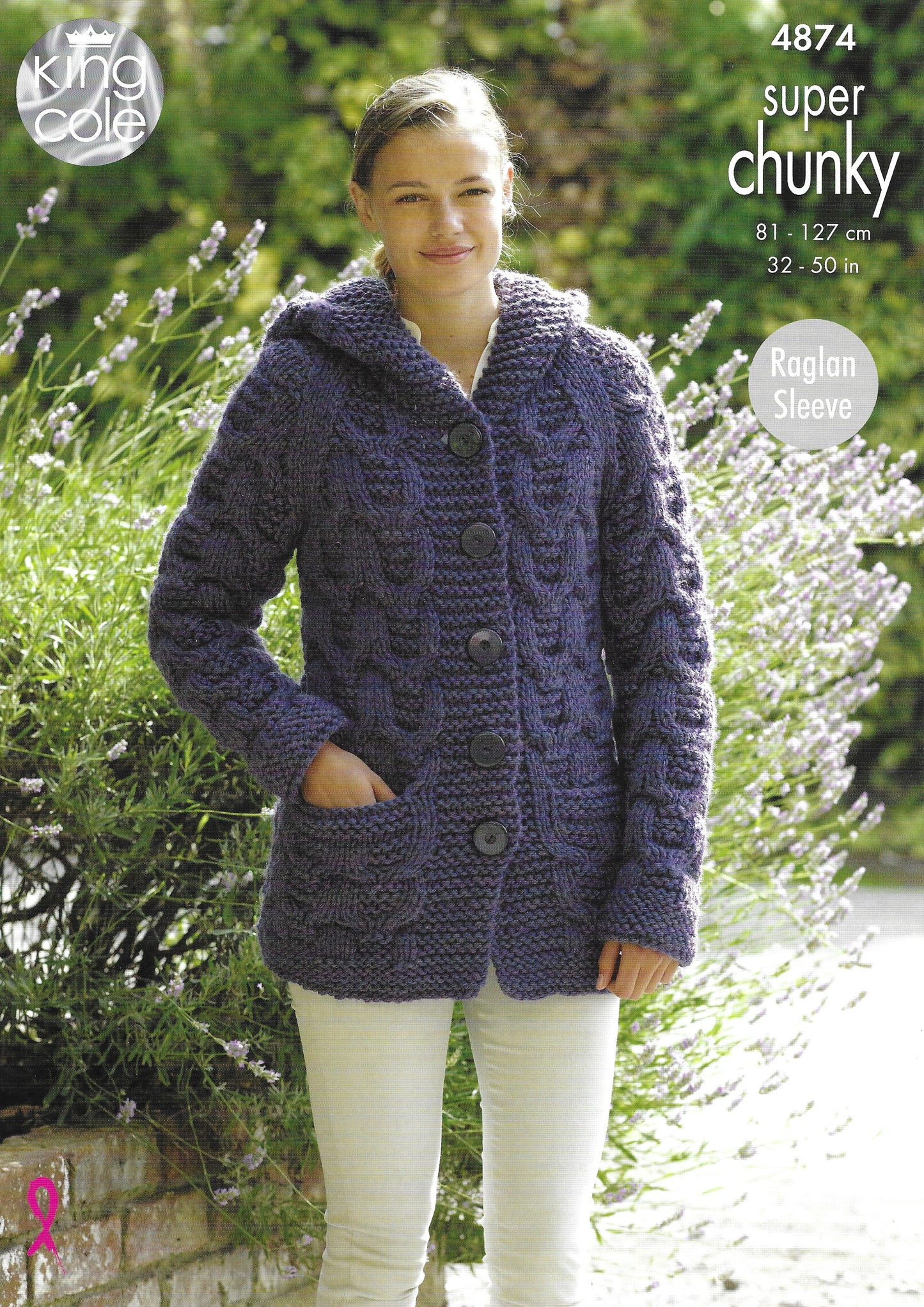 King Cole 4874 Jacket & Sweater Raglan Sleeve Super Chunky Knitting Pattern