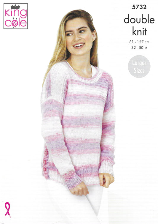 King Cole 5732 Ladies Sweater and Cardigan DK Knitting Pattern