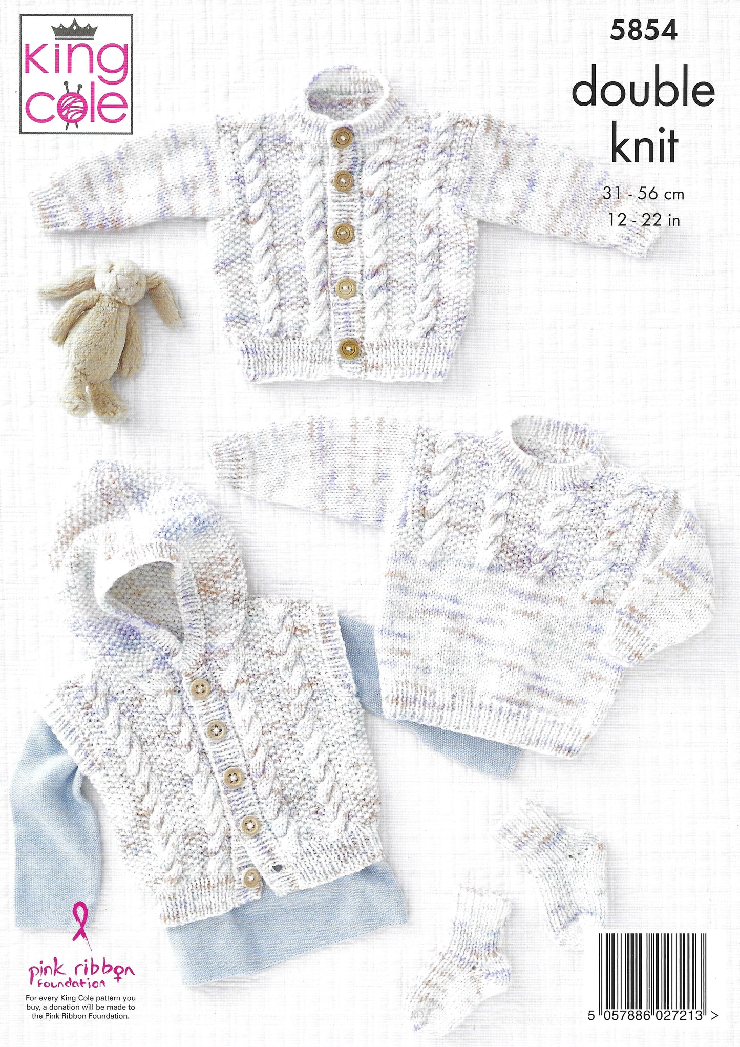 King Cole 5854 Baby Jacket Gilet Sweater and Socks Double Knitting Pattern