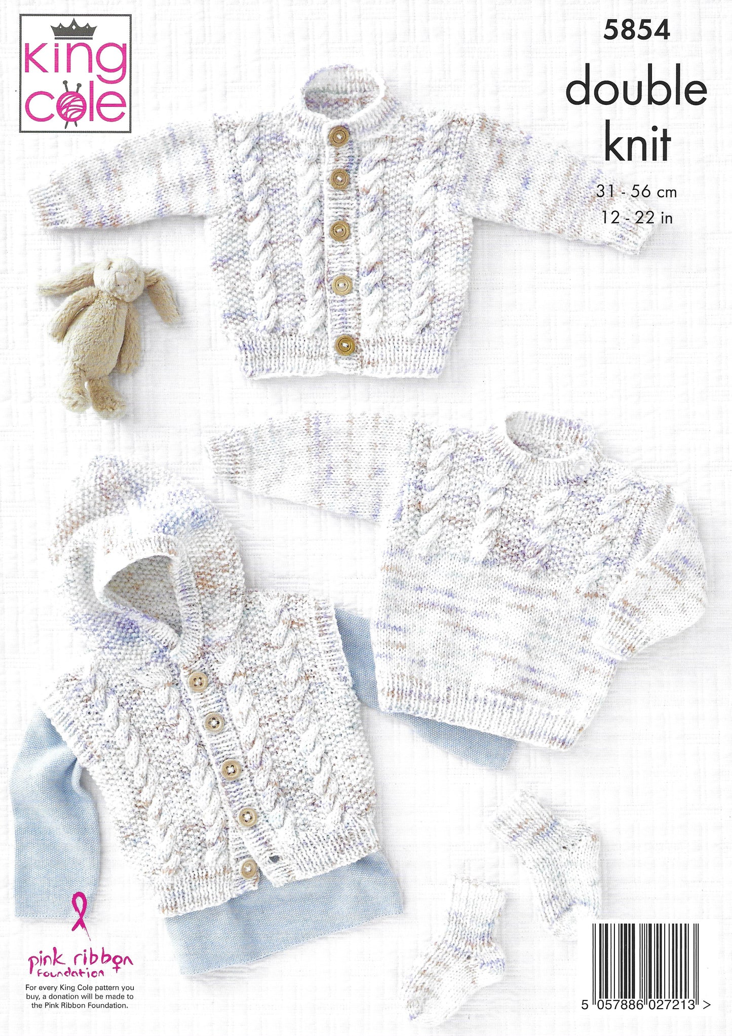 King Cole 5854 Jacket Gilet Sweater and Socks Double Knitting Pattern