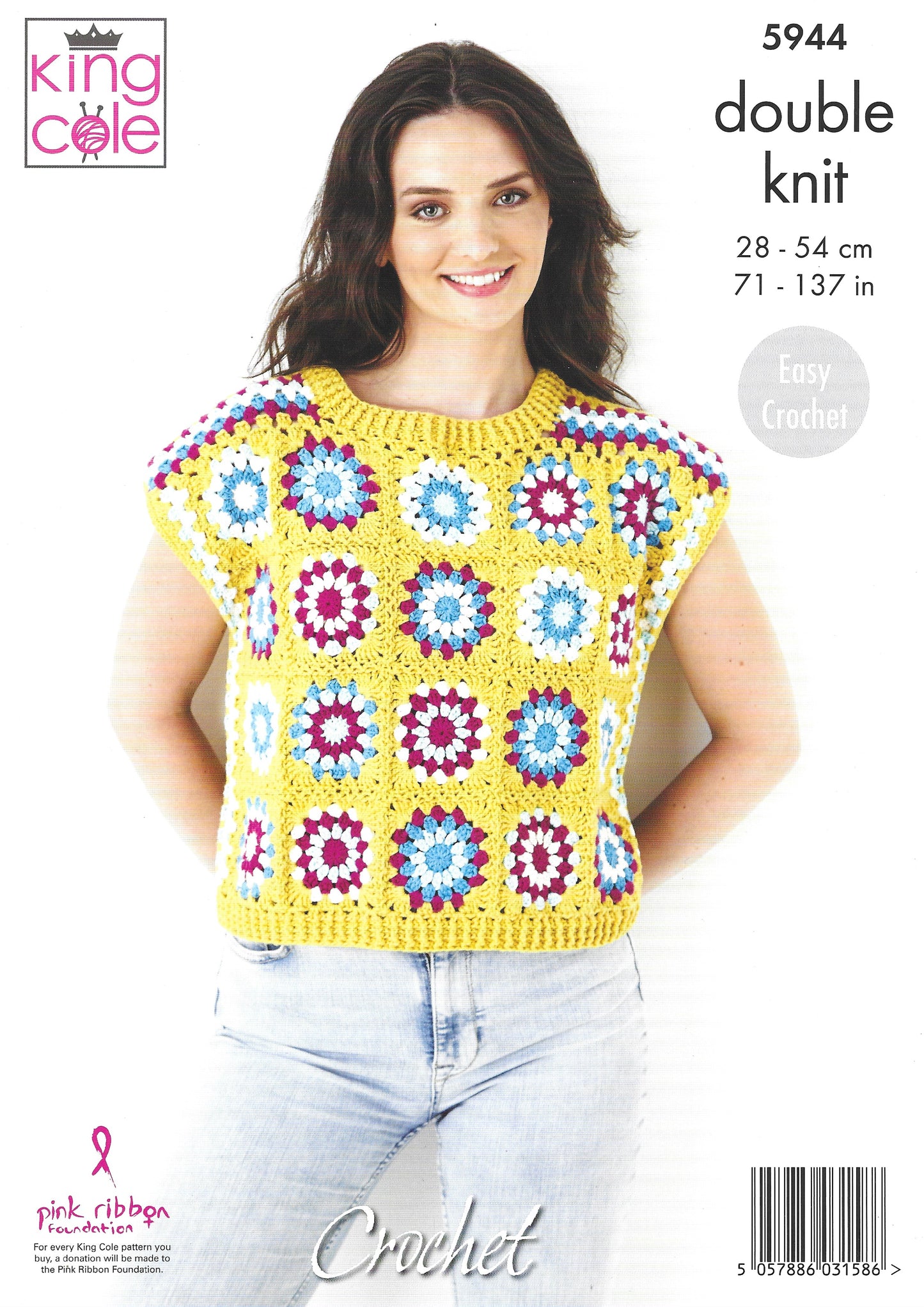 King Cole 5944 Jumper and Alternative Capped Sleeve Top, Easy Crochet, Crochet Pattern