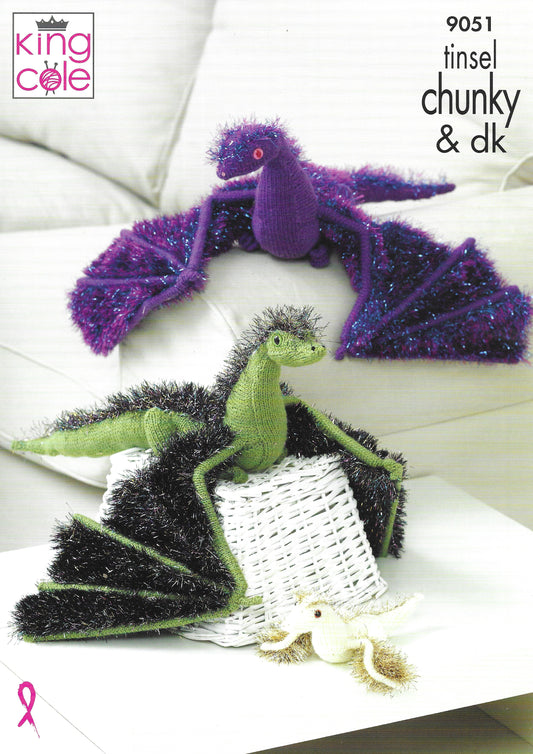King Cole 9051 Dragons, Tinsel & DK Knitting Pattern