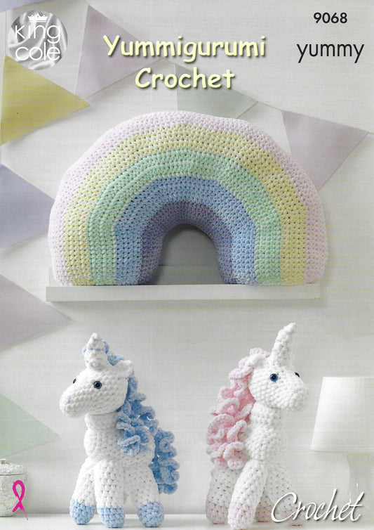 King Cole 9068 Unicorn and Rainbow Cushion Yummigurumi Chunky Crochet Pattern