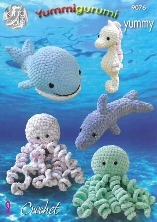 King Cole 9076 Snuggle Octopus, Whale, Seahorse & Dolphin Yummigurumi Chunky Crochet Pattern