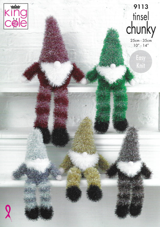 King Cole 9113 Tinsel Gnomes Easy Knit Double Knitting Pattern