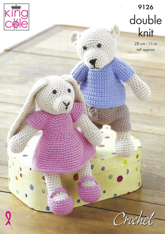 King Cole 9126 Crochet Bear and Rabbit DK Crochet Pattern