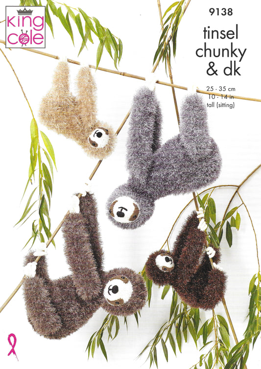 King Cole 9138 Sloths, Tinsel & DK Knitting Pattern