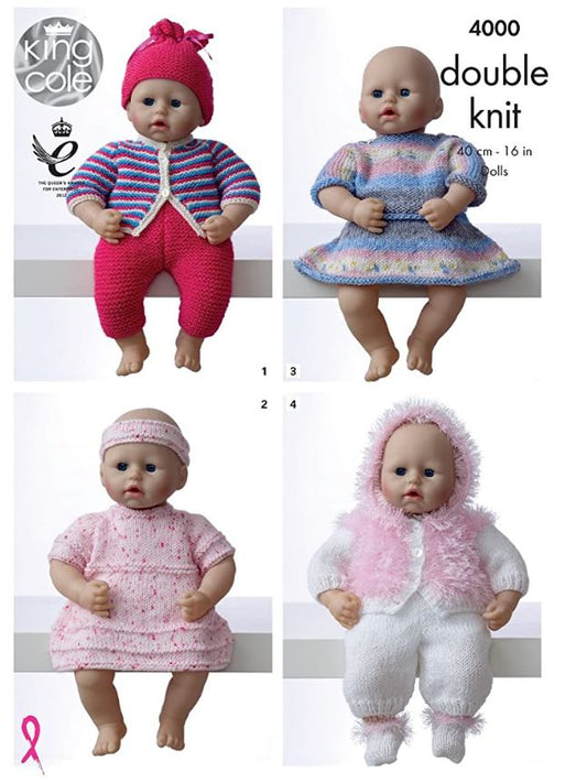 King Cole Doll Clothing 4000 DK Knitting Pattern