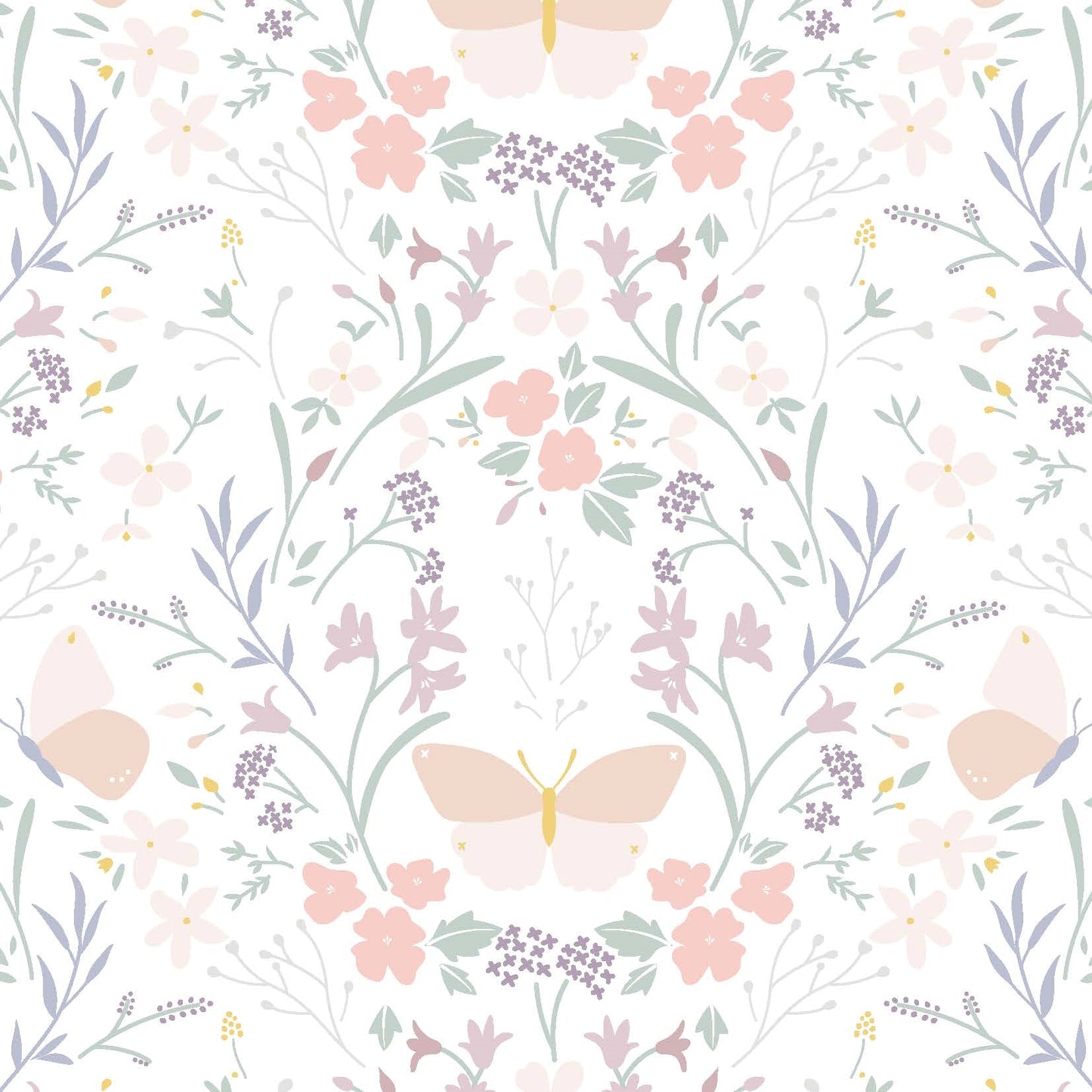 Lewis and Irene Heart of Summer Floral Gathering on White Cotton Fabric