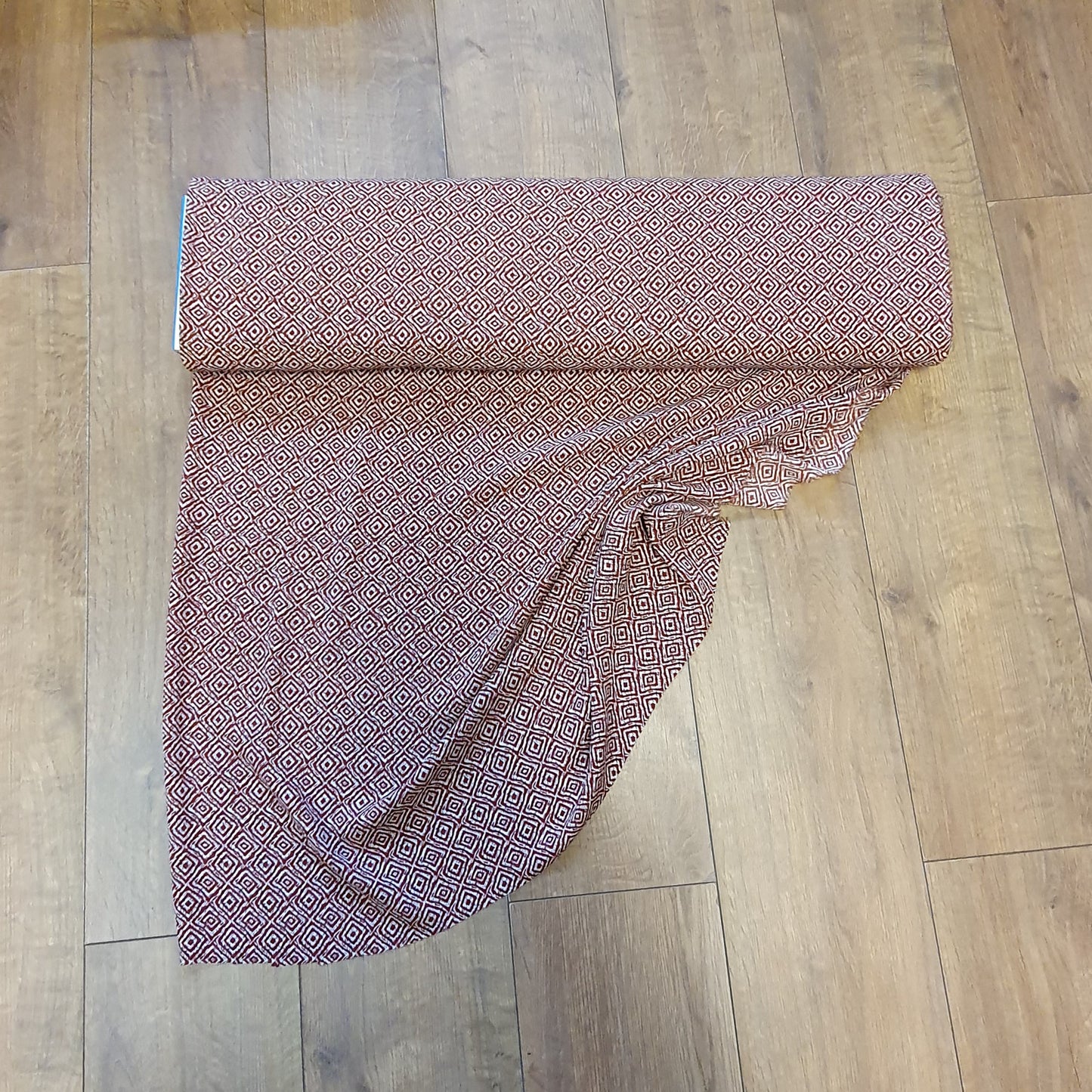 Geometric Diamond Polyester Print Fabric - Various Colours.