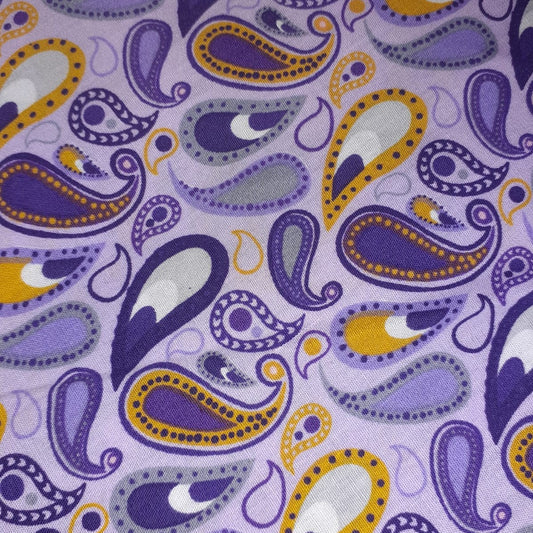 Paisley Cotton Poplin Fabric - Purple