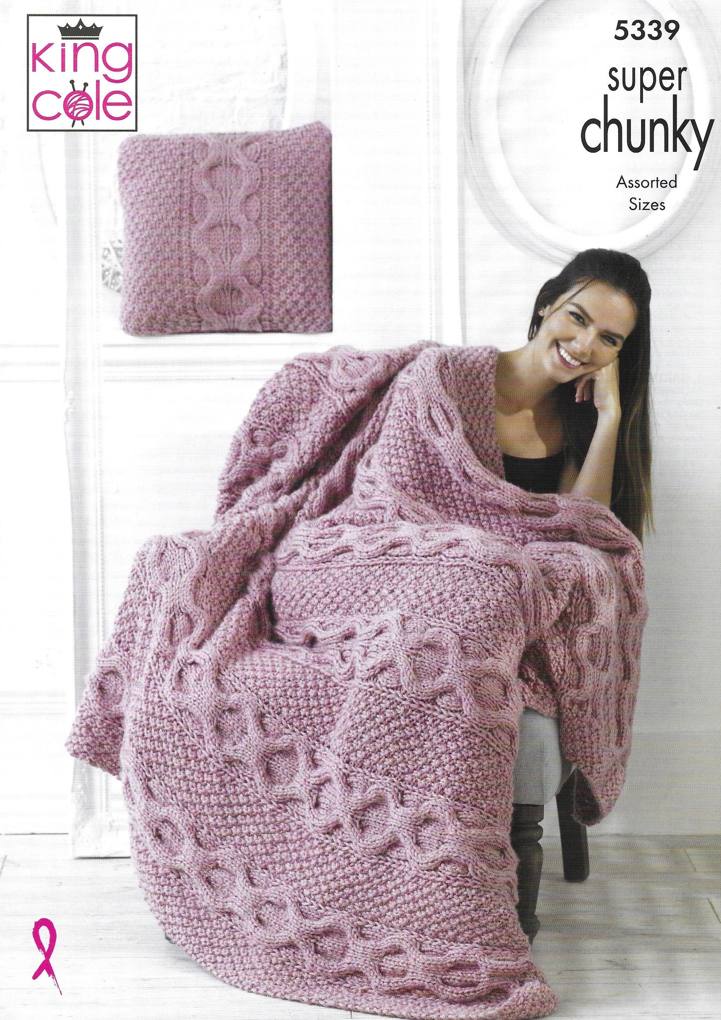 King Cole 5339 Blanket And Cushions Soft Furnishings Super Chunky Knitting Pattern