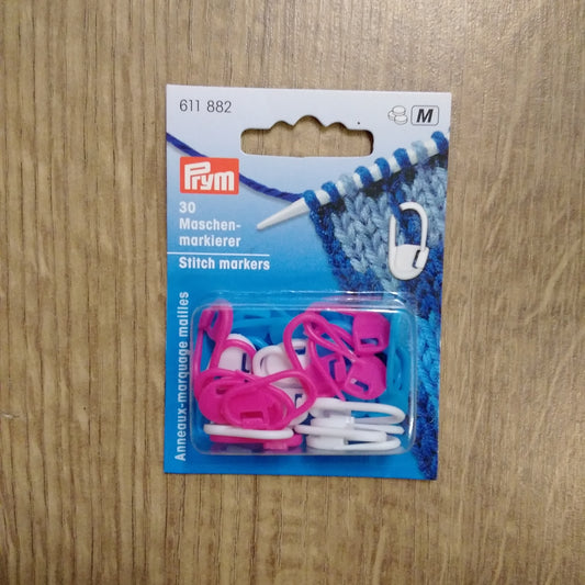 Prym Plastic Stitch Markers - 3 Mixed Colours in Pack of 30