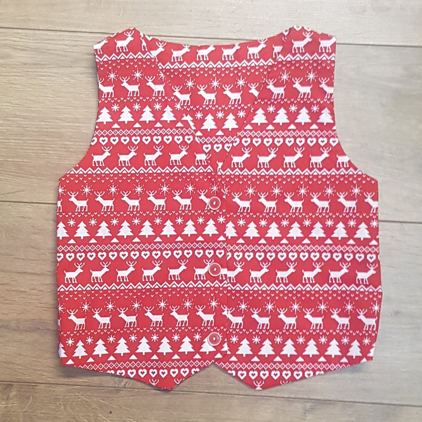 Handcrafted Child Red Christmas Waistcoat - 70cm (Age 7)